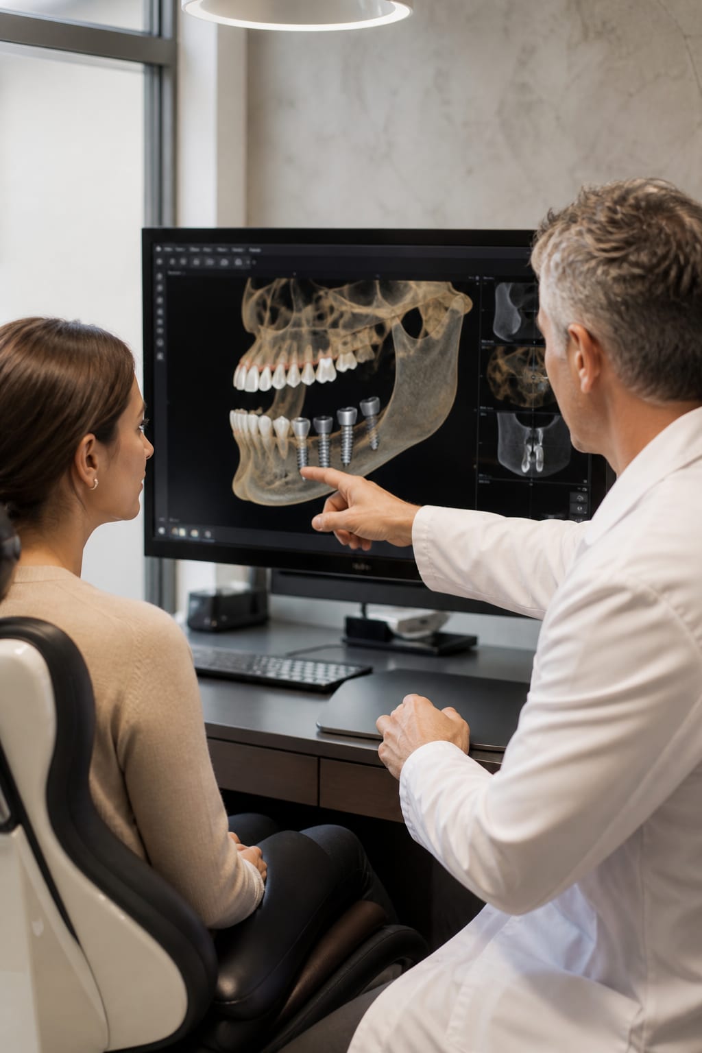 Consulta de planificación para implantes dentales